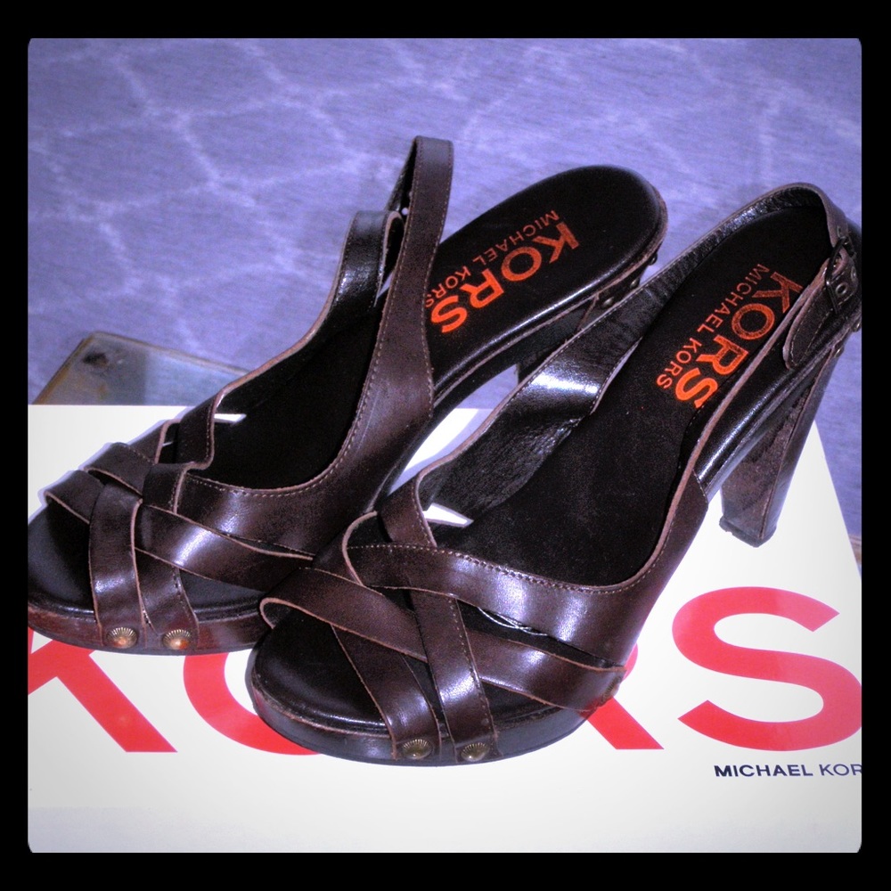 Michael Kors Slingbacks in Brown Leather